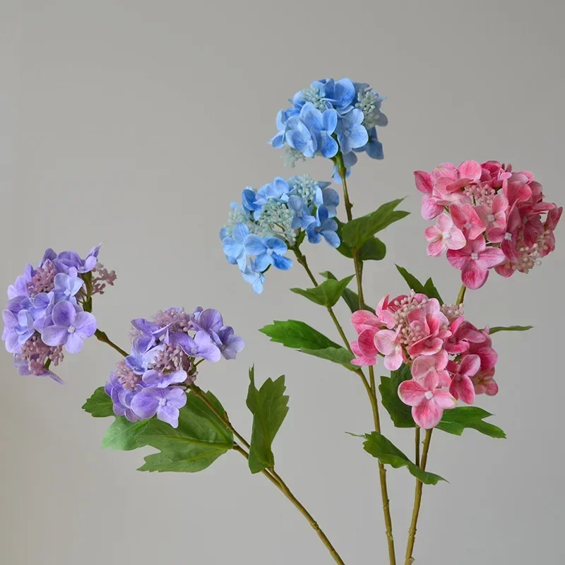 

5Pc 2heads of Mizi Hydrangea Artificial Flowers Real Touch Hydrangea Wedding Decorationparty Flower Arrangement Home Decoration