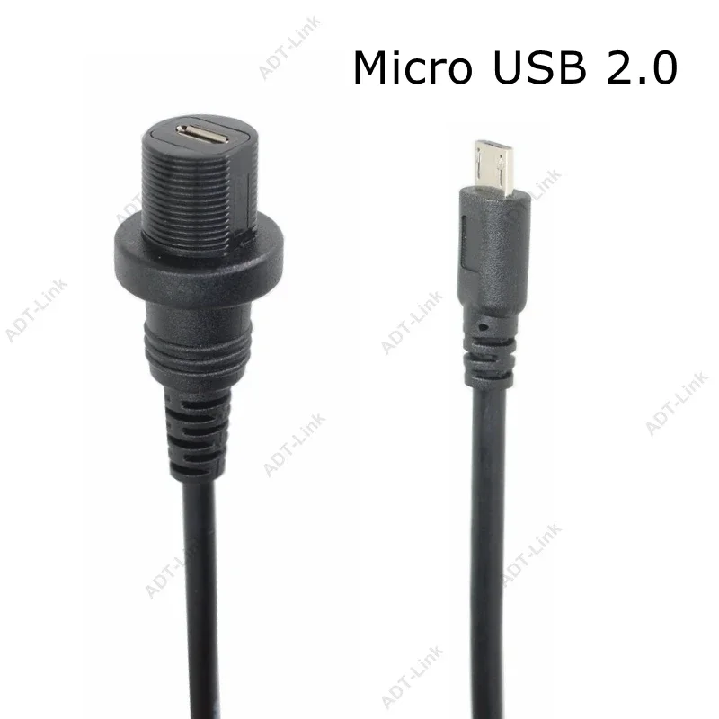 ミニマイクロ USB 2.0 IP67 防水ケーブル USB 3.1 Type-c オス - メスパネルマウント延長コード車、トラック、ボートのダッシュボード用