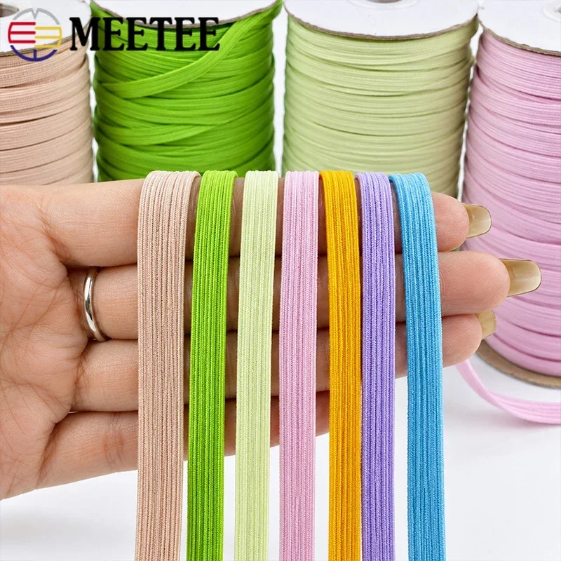 20/30/50M 6mm Flat Elastic Cord Soft Stretch Band Mask Cuff Hairwear Elastics Tape Waistband Pants Ropes DIY Sewing Accessories