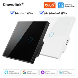 Smart Switch EU WiFi Smartlife Cavo neutro/Senza cavo neutro Interruttore della luce tattile 220V Funziona con Alexa Google Home 1/2/3/4 Gang