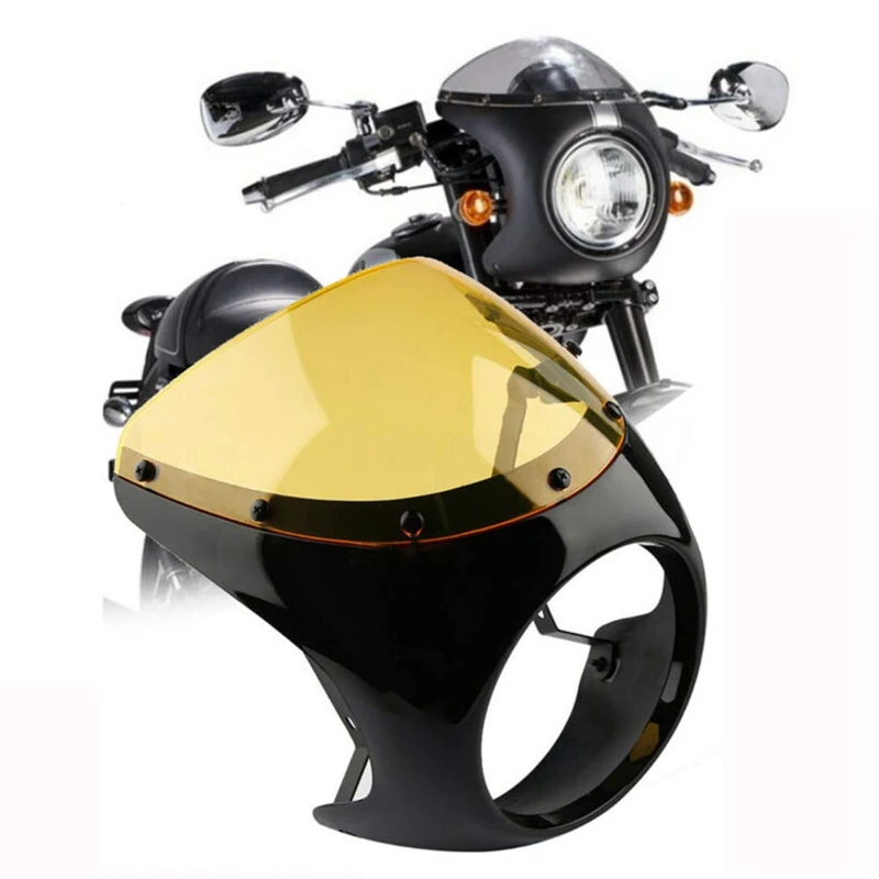 

Motorcycle Headlight,Motorcycle Quarter Fairing Windshield Headlight Fairing Screen Retro Racer Style Universal Screen Fit 7 Inc