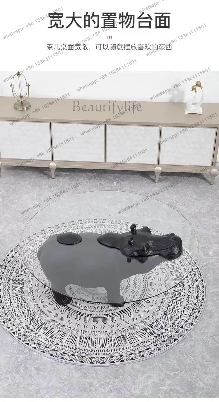 Nordic Designer Model FRP round Animal Shape Hippo Coffee Table Light Luxury Modern Home