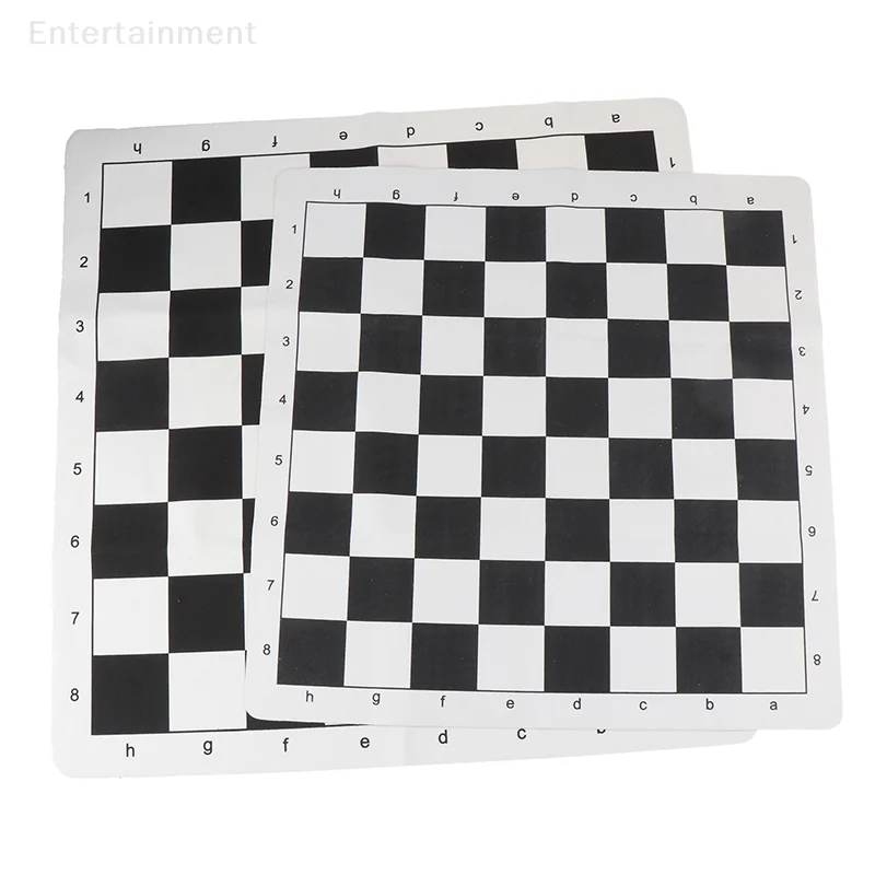 Tablero de ajedrez portátil blanco y negro de cuero PU de 43CM y 51CM, tablero de ajedrez suave para juegos educativos para niños, piezas de ajedrez de madera