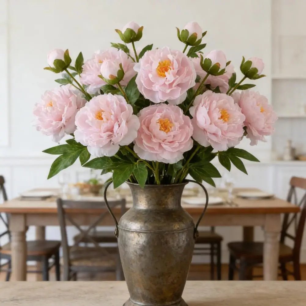 Never Fade Flower Arrangement Real Touch Artificial Peony Flower Bouquet Faux Silk Long Stem Peony Arrangement Wedding Party