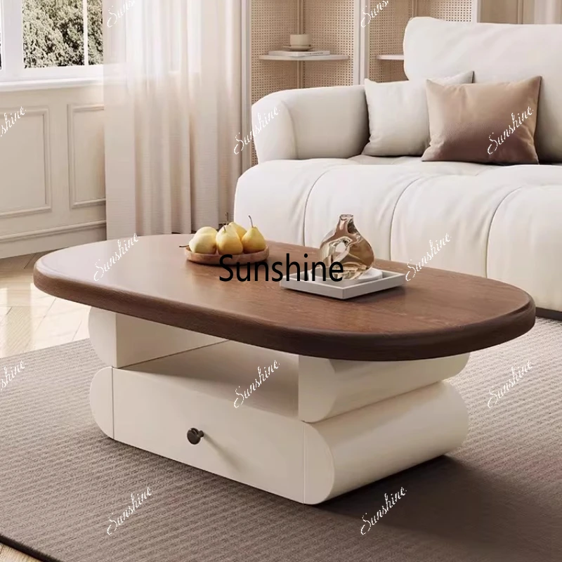 

Minimalist circular arc edge coffee table, modern retro living room home coffee table