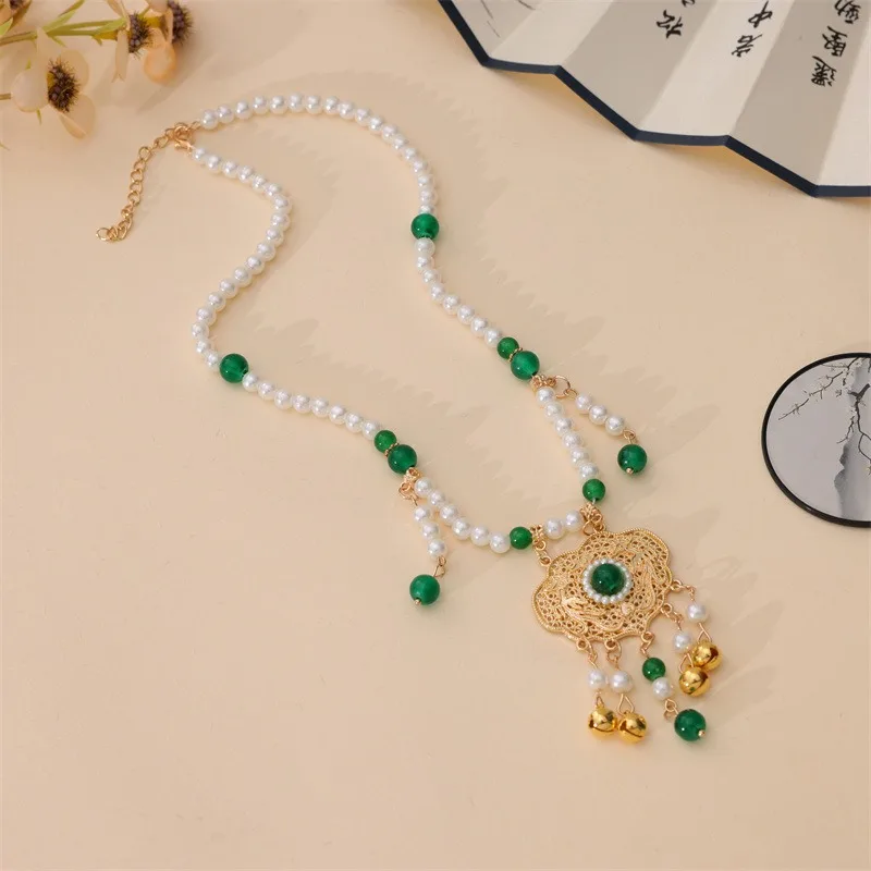 Chinese Hanfu Necklace Accessories Set Antique Horse Skirt Necklace Vintage Pendant Ancient Decorations Women Halloween Props