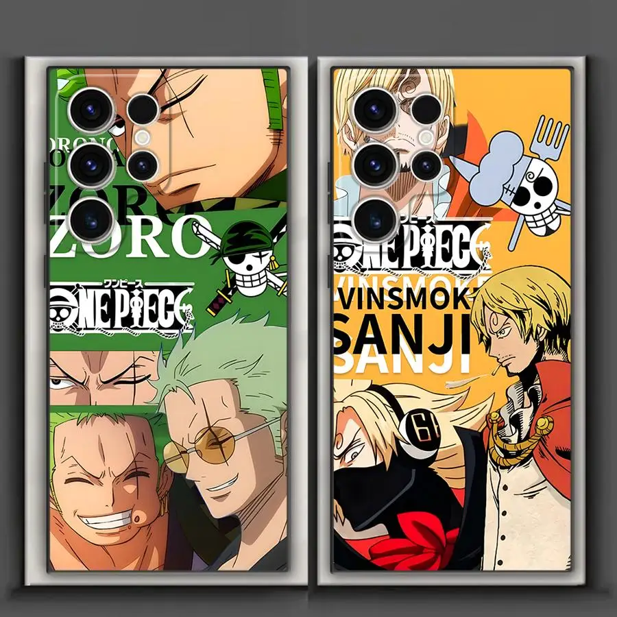 Funda con logotipo de One Piece ZORO para Samsung Galaxy S21 FE S23 Ultra S20 S25 Edge S24 Plus, funda negra suave para teléfono