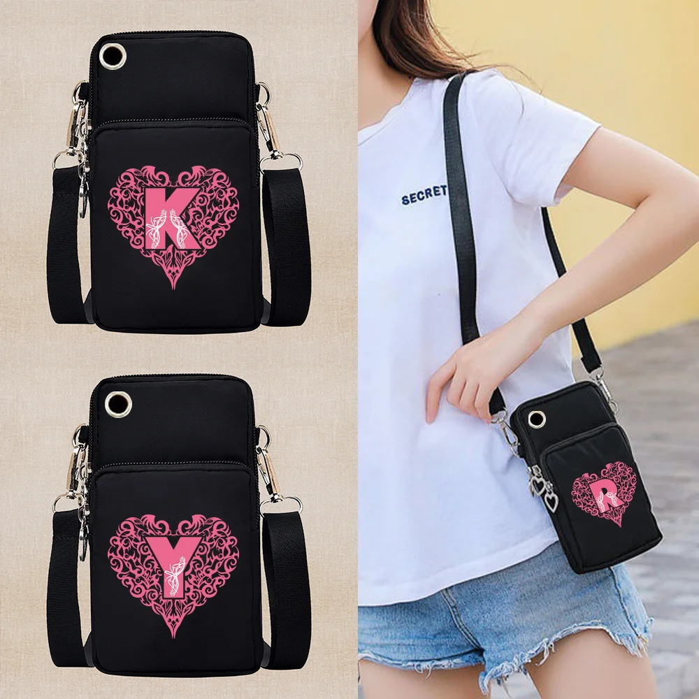 Waterproof Mobile Cell Phone Bag Case for Iphone Huawei Xiaomi Wallet Women Shoulder Bags Love Letter Printed Pattern Coin Pouch