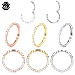 10Pcs 티타늄 CZ 크리스탈 코 힌지 세그먼트 후프 리모콘 링 귀 연골 헬릭스 Daith Rook 립 피어싱 Nariz 바디 쥬얼리