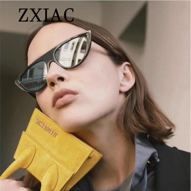 ZXIAC Unique Cat Eye Sunglasses Brand Design Black Female Sun Glasses Party Fashion RetroTourist Photography Shades UV400 очки