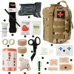 Survival First Aid Kit Medical EDC Pouch Tactical Outdoor Medical Bag Tourniquet Scissors Waist Bag  Fan Tactical Survival Bag