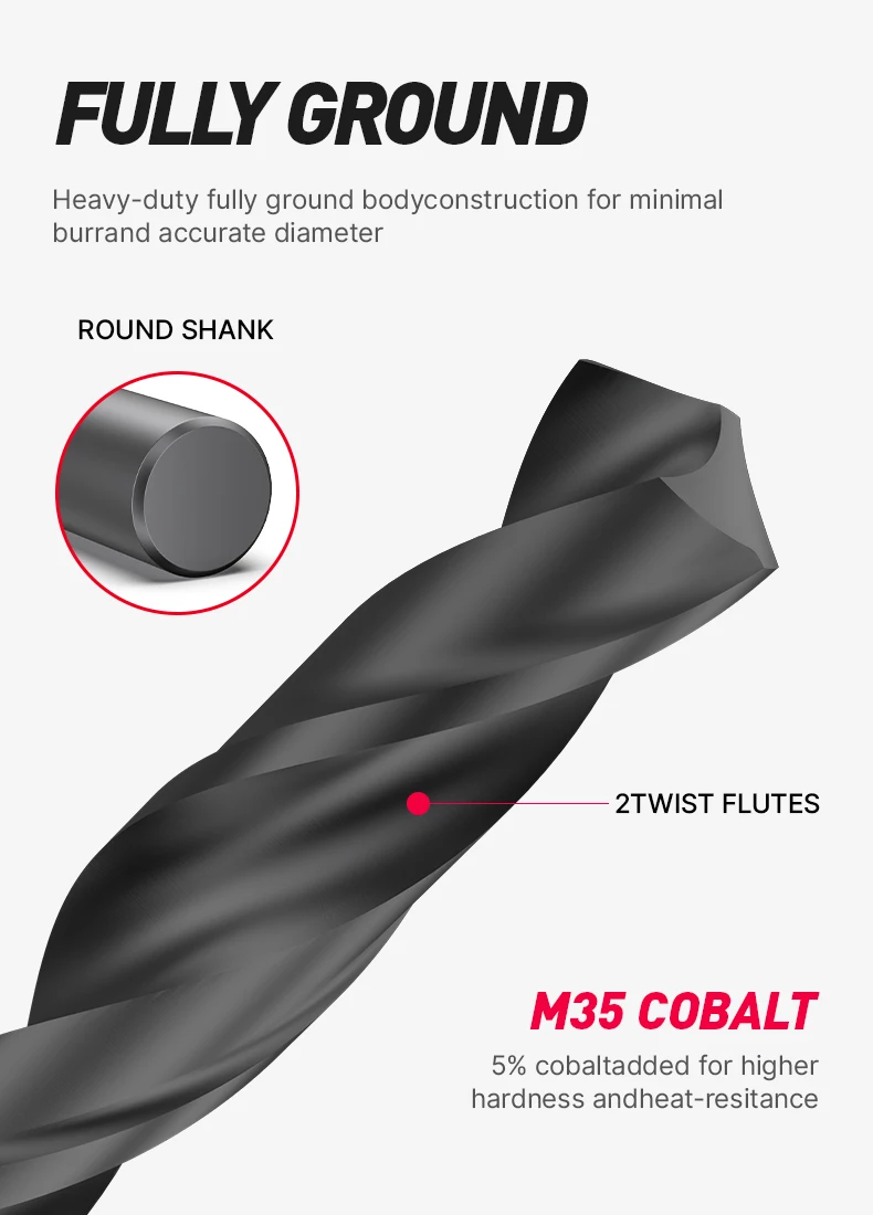 HUHAO M35 Cobalt Drill Bits Set With Metal Case Twist Drill Bit For Stainless Steel Wood Metal Drilling Electric Drill Tool