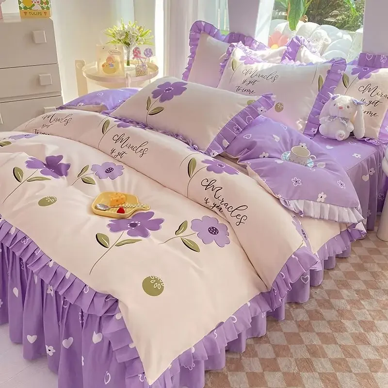 Love Heart Bedding Set Comforter Cover Sets Duvet Cover Set Home Sheet Pillowcase Soft No Filling Bed Linen Twin Full Queen Size