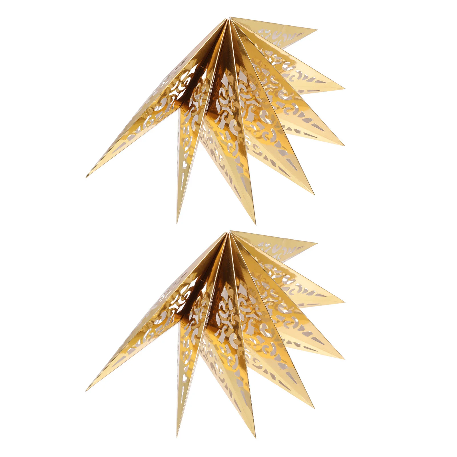 2 Pcs Foldable Star Light Lampshade Christmas Tree Decorations Durable Lantern Golden
