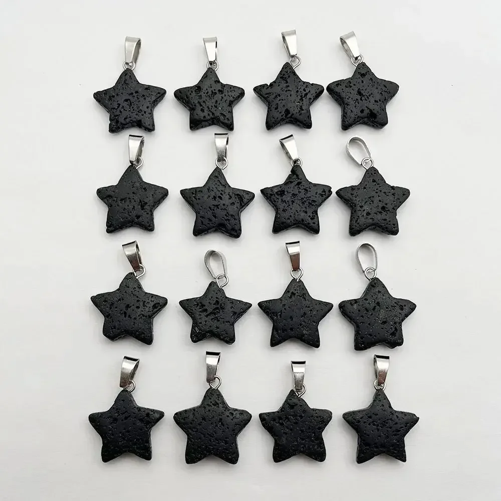 10/20/50pcs Black Lava Stone Pendant Star Shape Charms for Jewery Making Earrings Necklace DIY Accessories