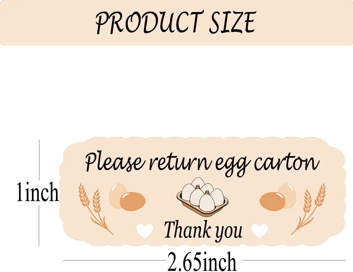 ملصقات كرتون البيض الطازج للمزرعة، 480 قطعة من ملصقات الرجوع - لاصق قابل للإزالة مقاس 1 × 2.65 بوصة لتغليف البيض وعلامات المزرعة