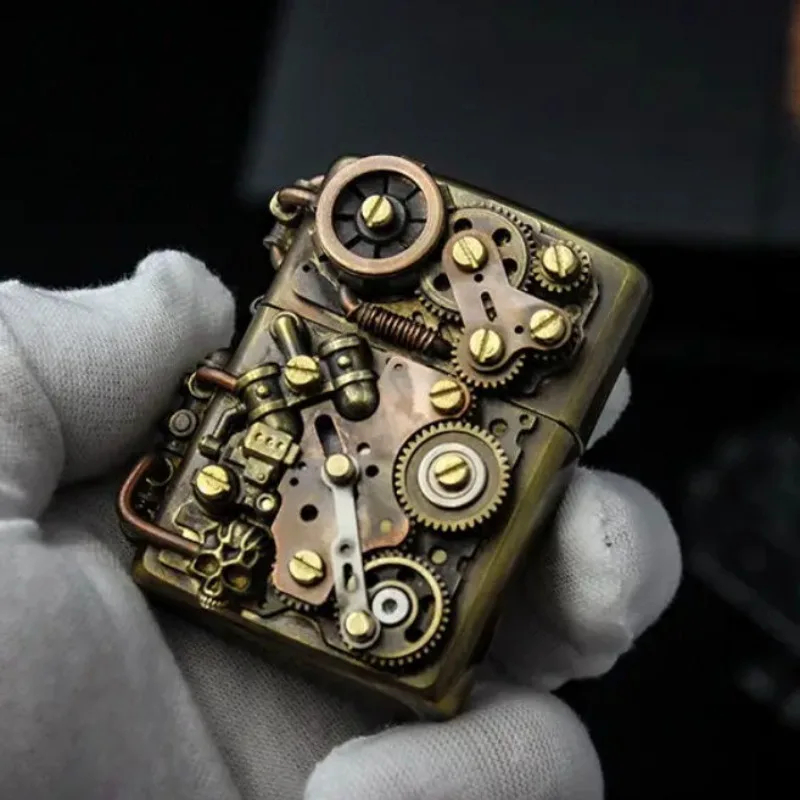 

Zorro Kerosene lighter original steam punk gear linkage lighter pure manual welding process