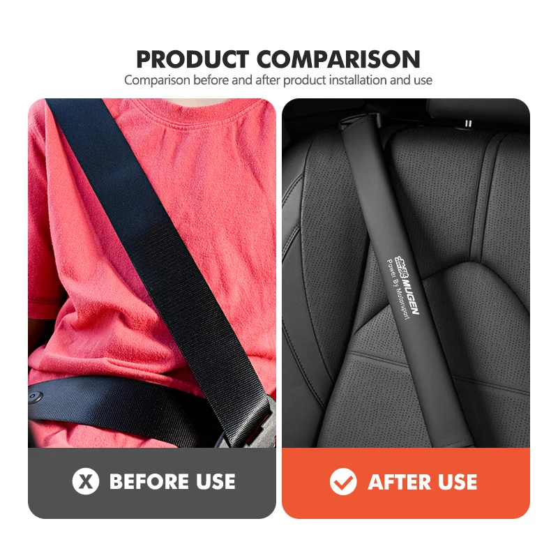 For Honda Car Seat Belt Pad Shoulder Mat Leather Safety Belt Protector Pads Mugen Power Typer Civic Accord CRV view 5