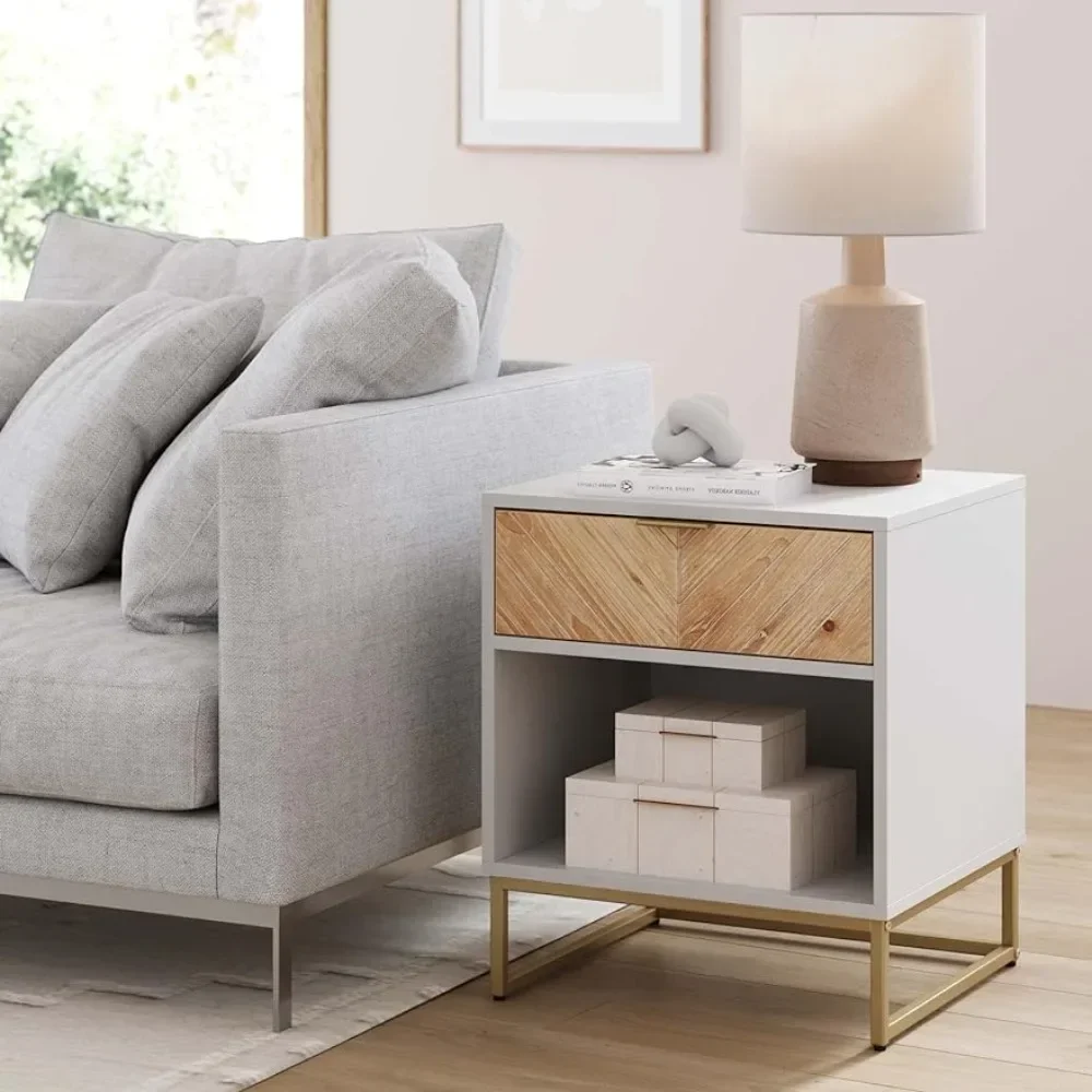 Nightstand Side Accent or End Table with Storage, for Spaces, Bedside Table or Side Sofa Table in Your Bedroom or Living Room