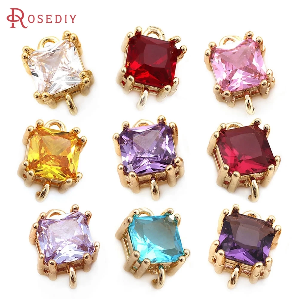 

10PCS Brass 1 Hole and 2 Holes Square Connect Charms Pendants High Quality Necklace Earrings Jewelry Accessories Making