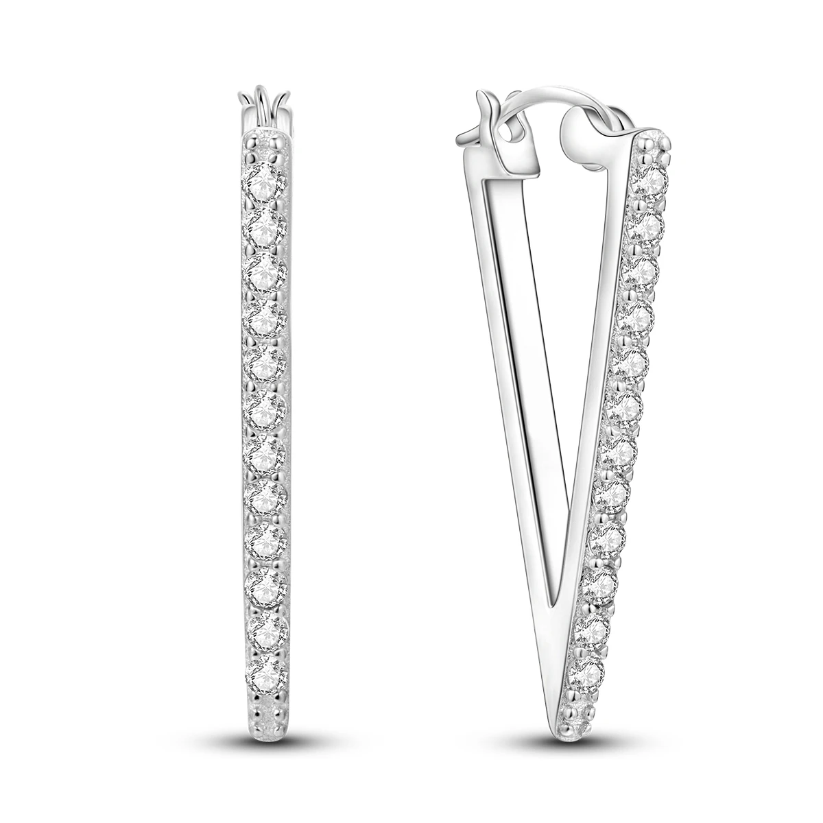 925 Silver Earring Triangle Zircon Pendientes For Woman Luxury  Date Party Jewelry