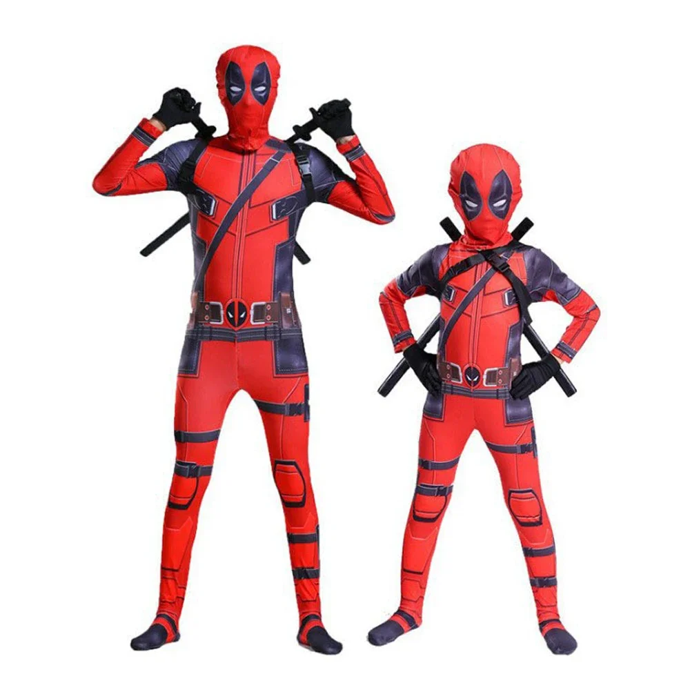 Deadpool kostium dziecięcy mężczyźni dzieci Cosplay maska ​​garnitur kombinezon dziecięcy miecz superbohater Deadpool garnitur kostium na Halloween dla dzieci dziecko