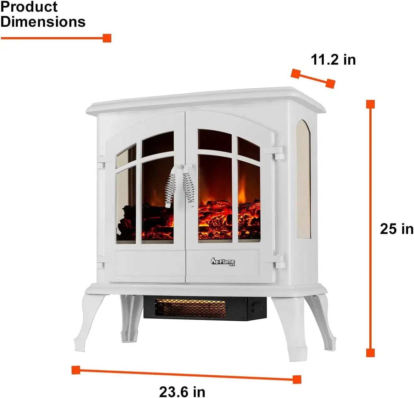 Автономная электрическая каминная плита Jasper, Нагреватель-реалистичный 3-D Log and Fire эффект (белый) США