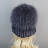 Russia New Style Women Real Genuine Fox Fur Beanies Hat Girls Natural Real Rex Rabbit Fur Skullies Cap Knit Winter Real Fur Hats - Image 6