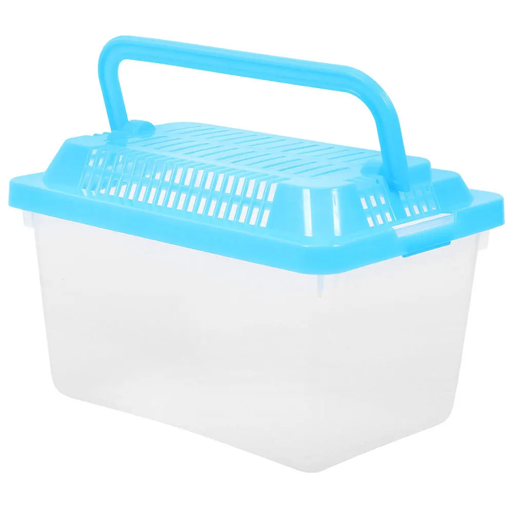 

Portable Small Turtle Feeding Box Clear Plastic Aquarium Fish Tank Reptile Habitat Handheld Travel Turtle Carrier