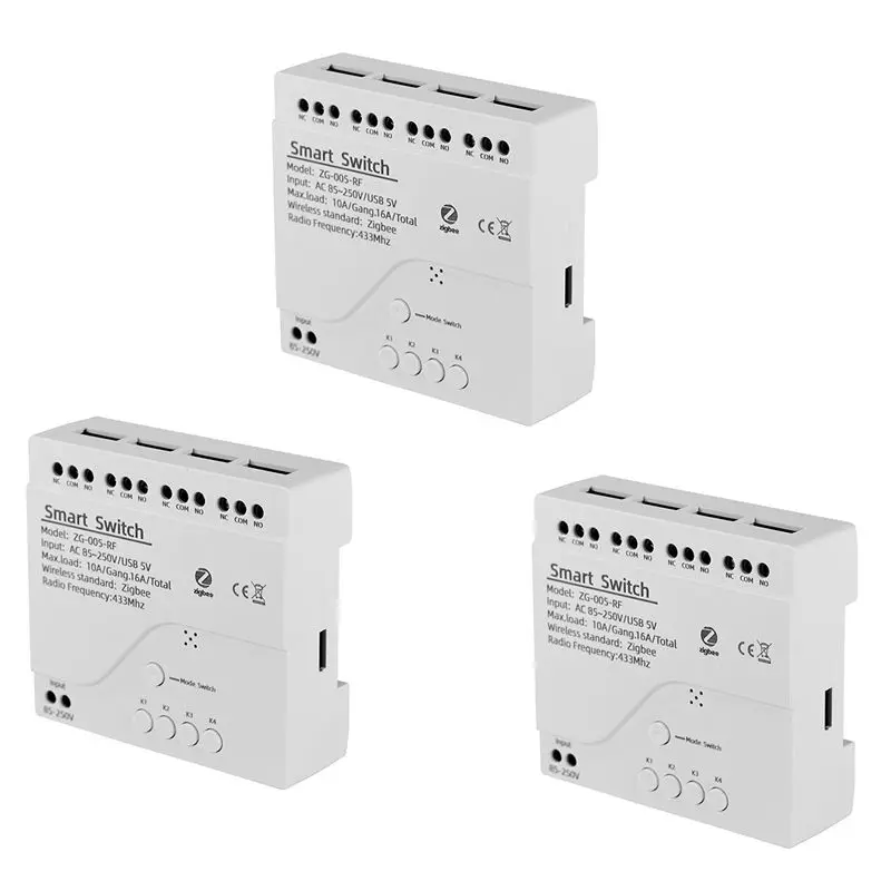 

B62B-3X 4-канальный модуль умного выключателя Tuya Zigbee RF433 для автоматизации умного дома, беспроводное реле, голосовое управление