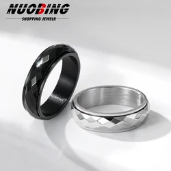 Men's Anti-pressure Stainless Steel Ring Rhombus Shape Ring Rotating Anxiety Relief Rotating Finger Ring Punk Jewelry Gift