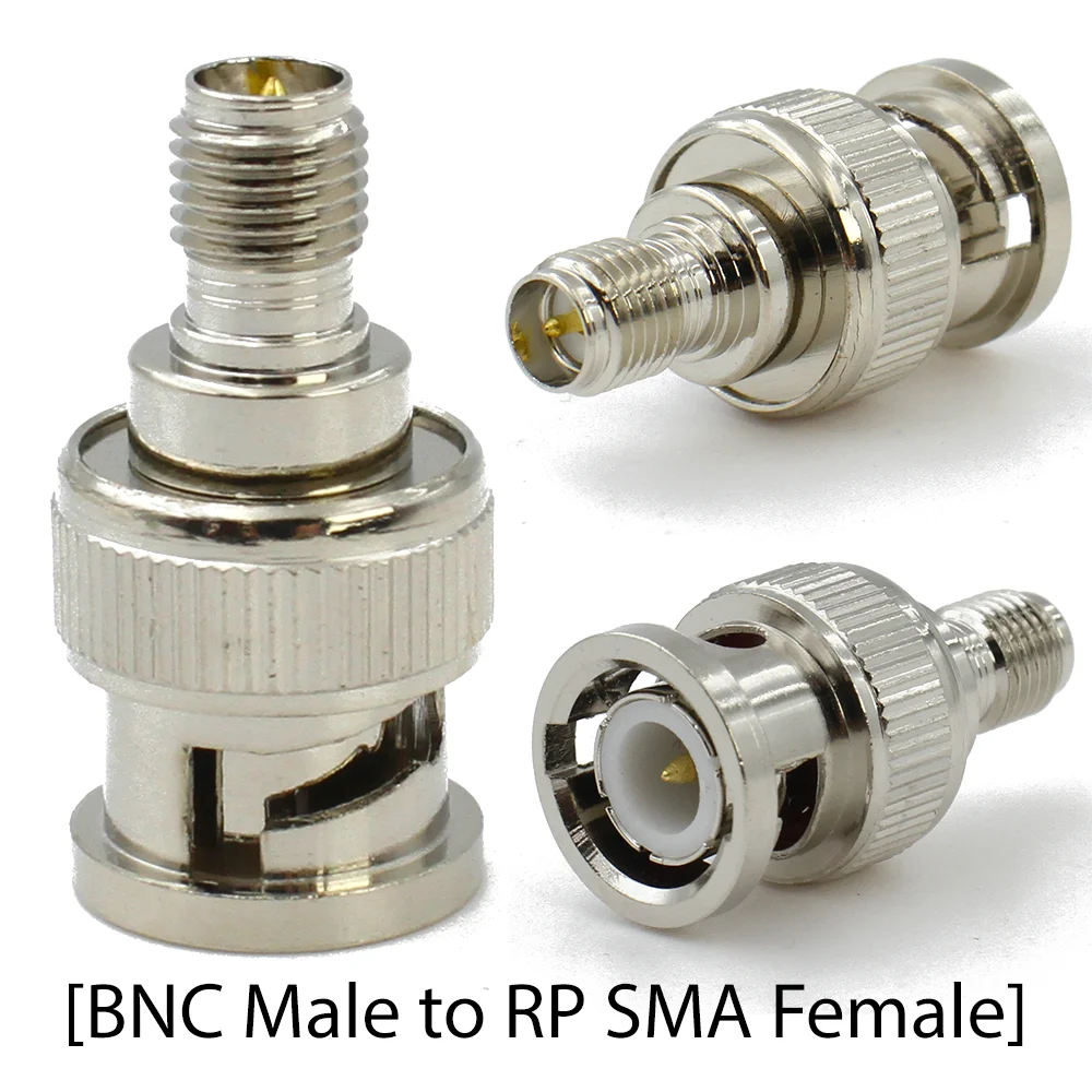 BNC Jack(Male pin) to RP-SMA Jack(Male pin) RF Coaxial Adapter Connector straight SMA-BNC for WiFi Radio Antenna