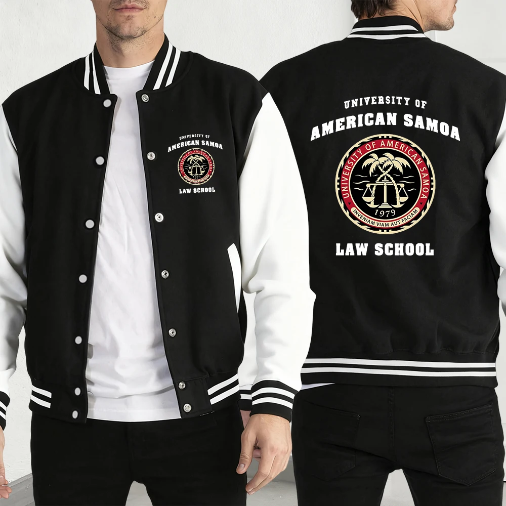 

Куртки с принтом American Samoa Law, мужские повседневные бейсбольные пальто с карманами, модный свободный топ, осенняя уличная винтажная одежда унисекс