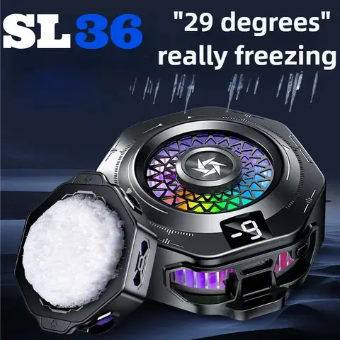 SL36 Mobile Phone Cooler Magnetic Back-clip 2 in 1 Semiconductor PUBG Cooling Radiator with Digital Display Dual Gear Adjustment