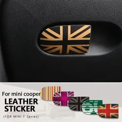1PC Car Glove Box Handle Decorative Storage Box leather Sticker For MINI COOPER S For F55 F56 F57 F54 F60 Car Interior Stickers
