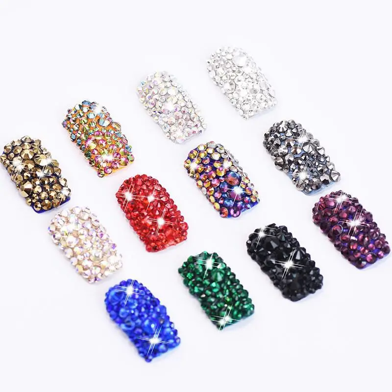 144pcs/pack SS6-ss30 Flatback Iron on Hotfix Crystal Rhinestone Hot Fix  Glass rhinestones for Nail art fabric dance wear/shoes