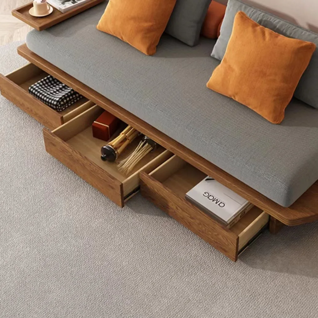 Tecido vivo pequeno apartamento armazenamento cama de casal e café da manhã móveis de madeira maciça