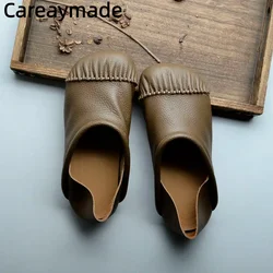 Careaymade-scarpe da donna oversize fatte a mano in pura pelle genuina, scarpe da nonna Zapatos pigre con fondo piatto con suola morbida