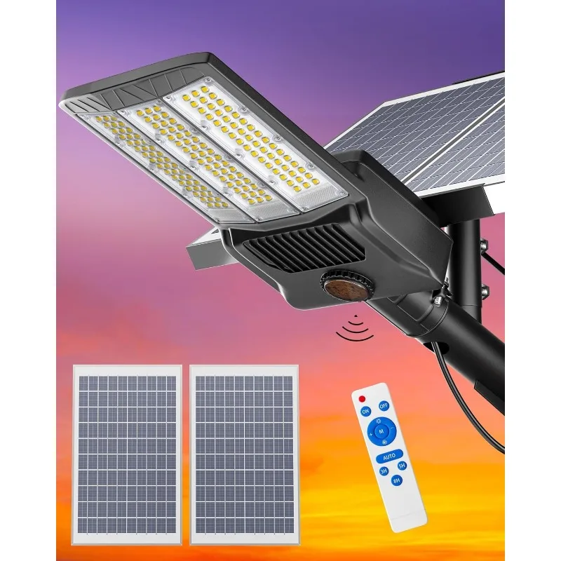 SL-9800W Outdoor Solar Street Light, 650000LM Commercial Parking Lot Light Dusk to Dawn IP67 Waterproof 6500K