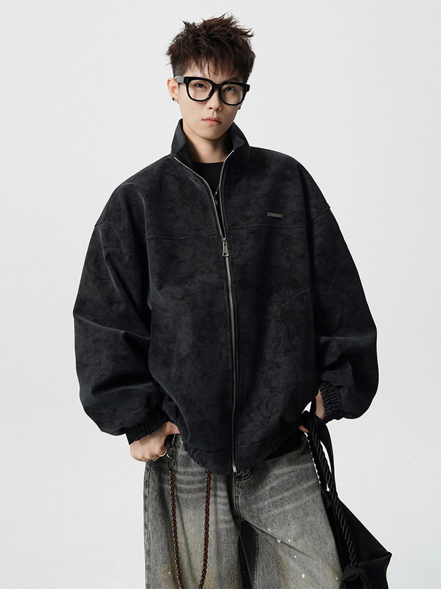 

American Sle Matte Tie Dye Leather Jaet Men's Winter Outdoor Warm Collar Jaet Casual Loose Versatile Top