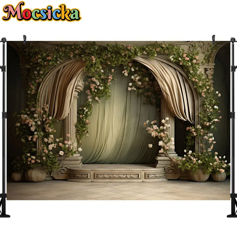 Painting Garden Spring Vintage Oil Photography Backdrop Flower Wedding Bridal Baby Shower Birthday Photo Background Cake Smash