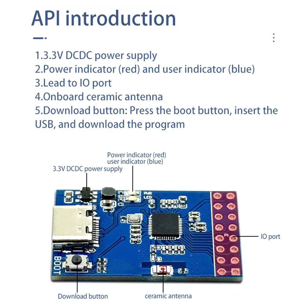 BL616 Development Board RISCV Core WIFI6 Bluetooth IoT Development Board Demo Board TYEP-C Interface With Power Indicator Light