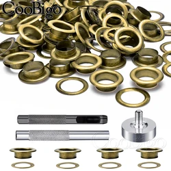 punzonadora de ojales de Metal de 2 ~ 17mm, Kit de herramientas para zapatos, gorros, bolsas, etiquetas, cinturón de ropa, cortinas, accesorios para manualidades, bronce