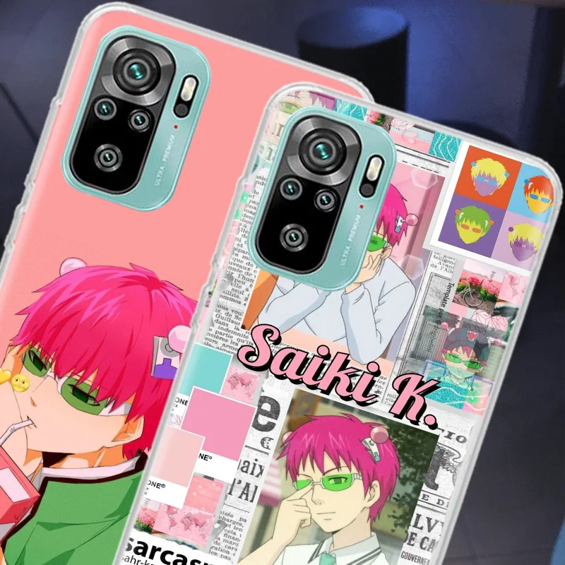 Anime The Disastrous Life Of Saiki K Kusuo Phone Case For Xiaomi Poco X6 X5 X4 F4 GT X3 F6 Pro 5G M5 M5S M4 M3 F5 F3 F2 F1 Mi N