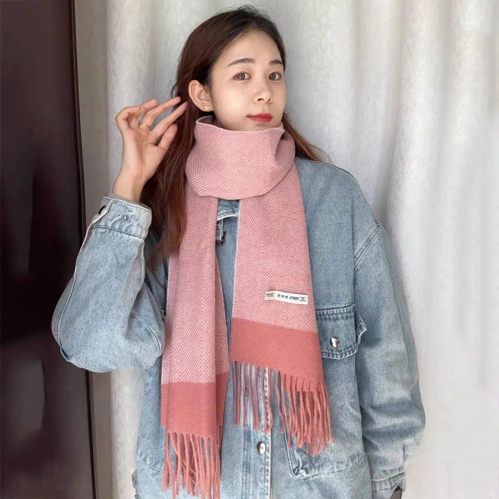 الكلاسيكية الأنيقة شيفرون 100% وشاح من صوف الضأن للجنسين ضوء الشتاء الدافئ منديل طويل الخمار النساء الذكور جودة الحياة 8 ألوان