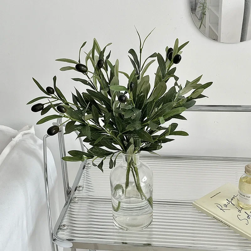 4 fork Artificial Olive Leaf Home Decoration Olive Branch Artificial Green Plant Flower Arrangement Photography Prop