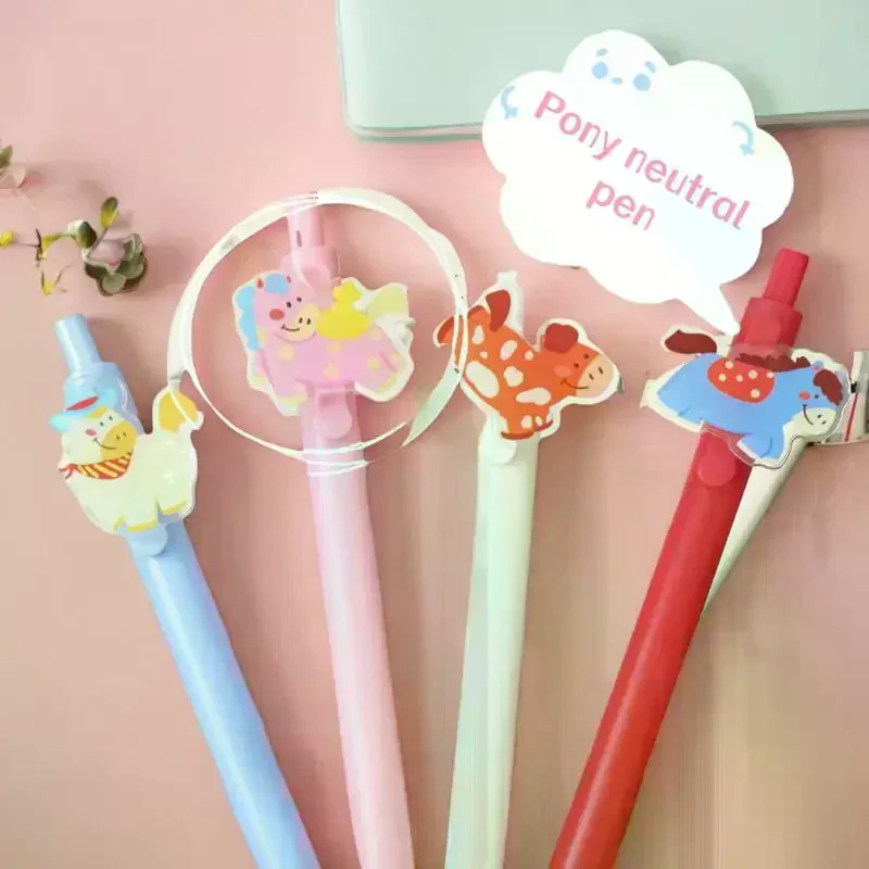 

5/6Pcs Cute Pony Neutral Pen Acrylic Decorative Gel Pen Quick Drying Neutral Pen Student Stationery Office Stationery Supplies