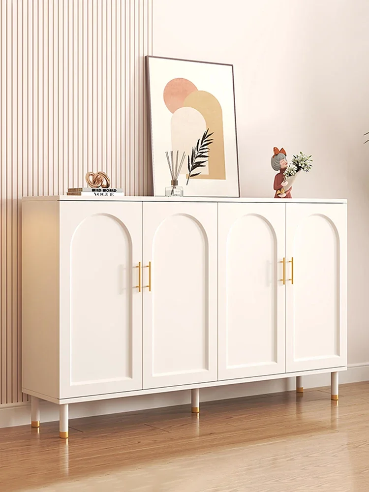 Cream Wind Solid Wood Leg Shoe Cabinet Household Door Wabi Wind Foyer Cabinet Modern Simple Large Capacity Balcony Locker