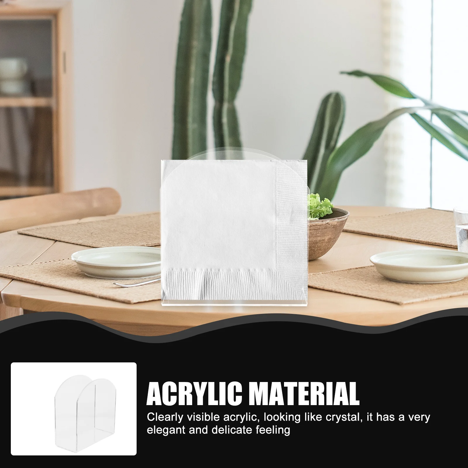 

Delicate Clear Acrylic Napkin Stand Creative Desktop Decoration Suitable for Bars Cafes Kitchens Dinners Napkin Stand