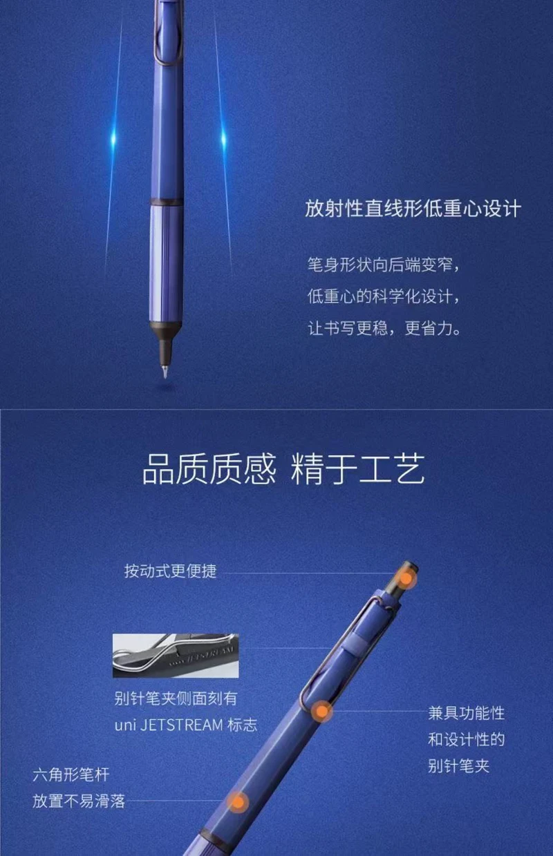 Uni SXN-1003 JETSTREAM EDGE Kugelschreiber Ultrafeiner Luxus-Herrenstift, für Feinschrift und Anmerkungen, Japanisches Schreibwaren-Design – Detail 9
